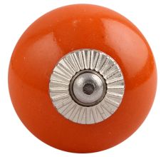 Orange Round Silver Fitting Ceramic Knob